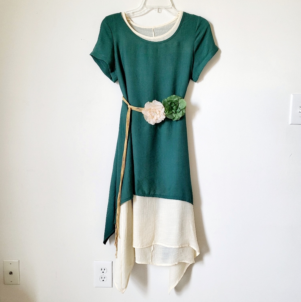NWOT Double-layer Loose Dress Green XS
